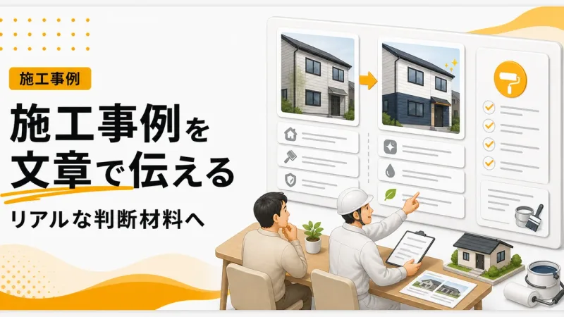 外壁塗装施工事例テキスト書き方コツはリアルな判断材料を文章で見せる