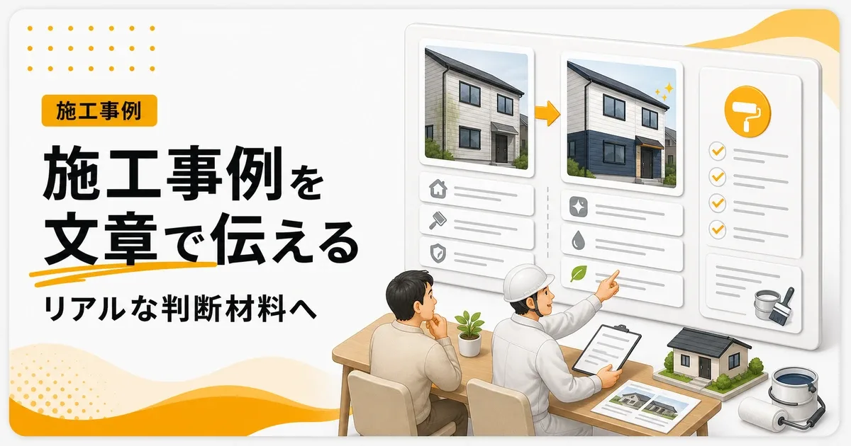 外壁塗装施工事例テキスト書き方コツはリアルな判断材料を文章で見せる