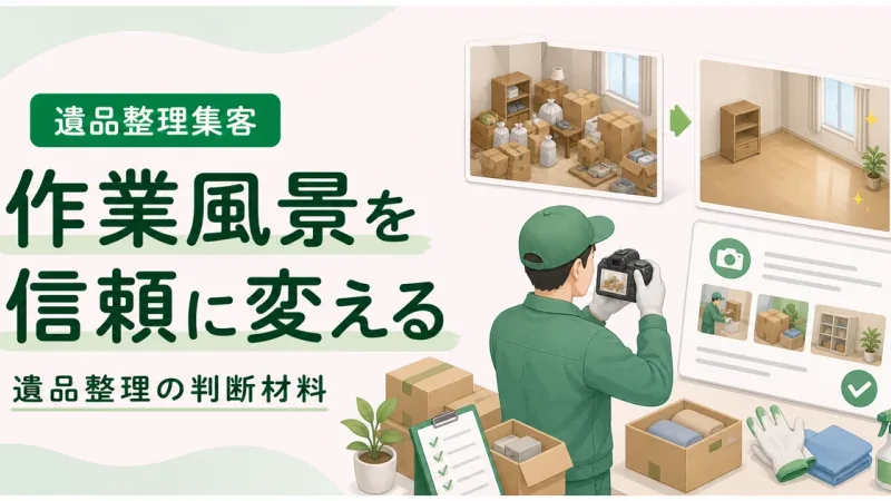 遺品整理作業風景写真テキスト効果は価格以外で選ばれる判断材料から見直す