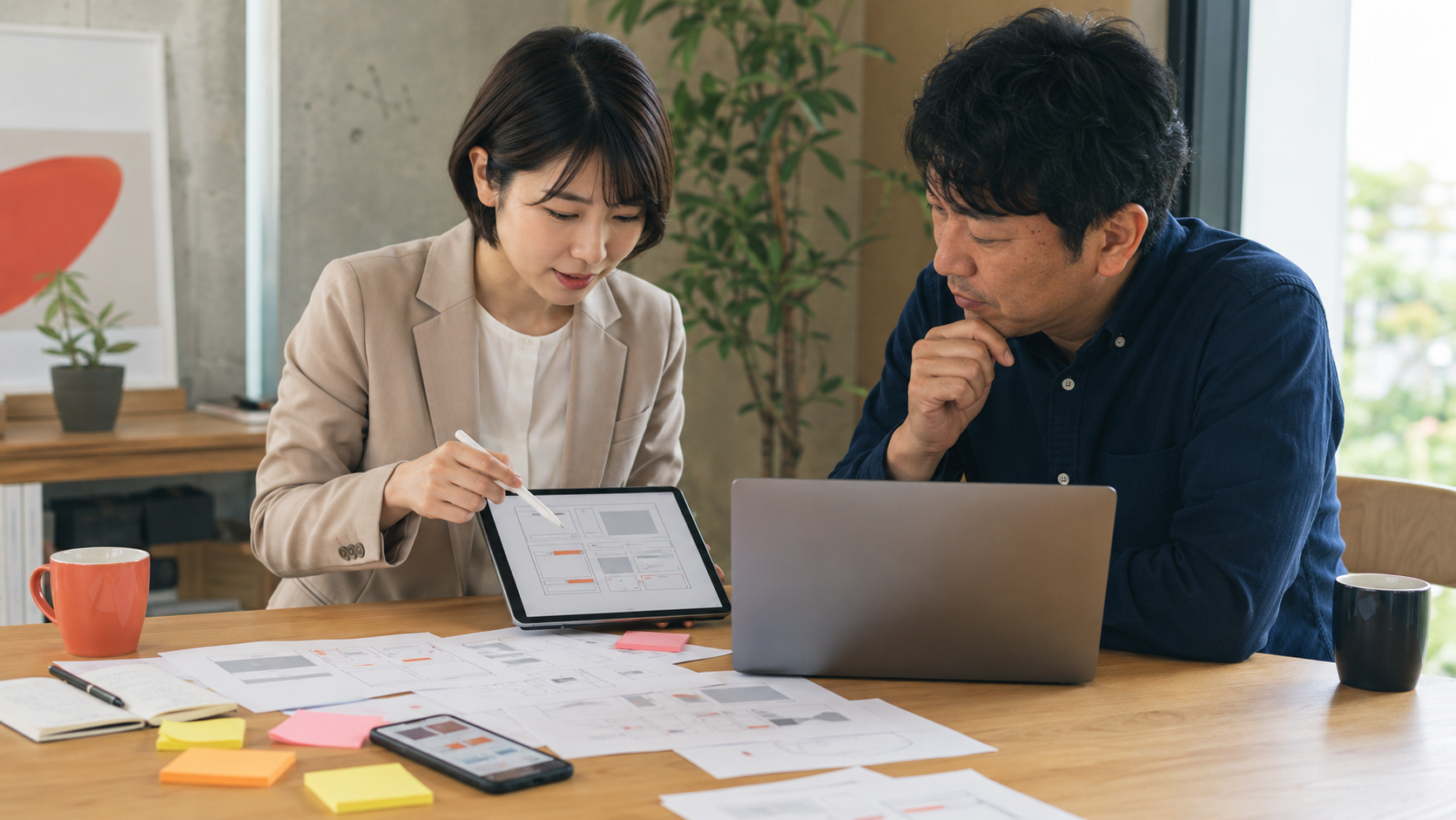 HP制作 / LP制作で、問い合わせボタンまでの流れを整理しているイメージ
